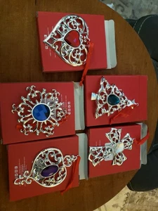 Neu im Karton 5er Set Lenox Schmuck Edelstein versilbert Weihnachtsschmuck - Bild 1 von 12