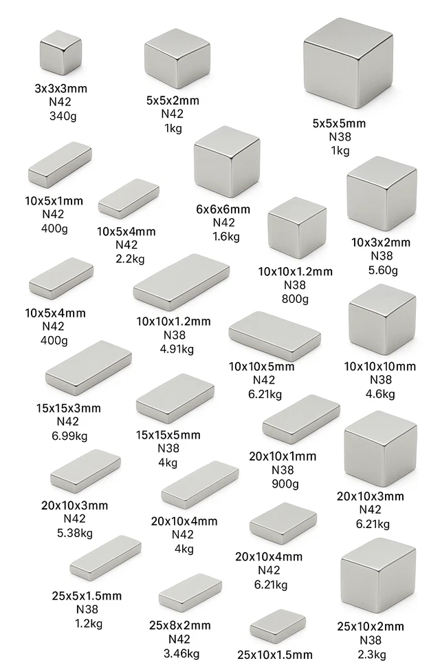 Neodym Magnete N42 Quader Magnet Plättchen Flache Scheiben Stabmagnet Eckig Mini - Bild 1 von 1