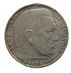Drittes Reich 2 Reichsmark 1939 G Paul von Hindenburg mit HK - Bild 1 von 2