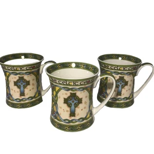 The Celtic Cross Irish Weave Design Art Bone China Kaffee Tee Becher 3er Set - Bild 1 von 9