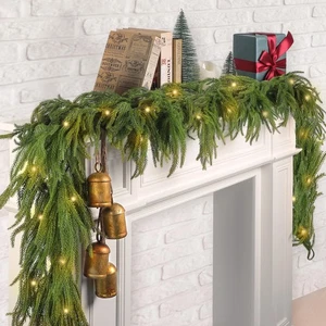 Fovths 1 Pack 6 Feet Christmas Norfolk Garlands Set Artificial Faux Greenery ... - Picture 1 of 7