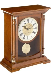 Seiko Baron Brown Pendulum Mantel Chime Clock Quartz Traditional Analog 12" - Picture 1 of 4
