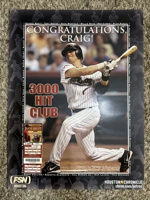 Craig Biggio #7 Houston Astros 3000 Hit Club Poster 15x20 w/ Dugout Ticket Stub - Image 1 of 4