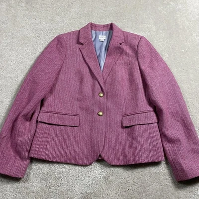 Chaqueta Blazer J Crew Mujer 12 Rosa Mezcla Lana Forrada Espiga Ropa de Trabajo Foto 1 de 4