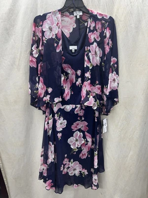 ПОДПИСЬ ПЛАТЬЕ/РАЗМЕР 16W/НОВЫЙ С ЯРЛЫКОМ/РОЗНИЦА $149/С ПОДКЛАДКОЙ/ТЕМНО-СИНИЙ МУЛЬТИ - Изображение 1 из 4