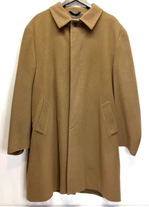 Jos A Bank Mens Camel Beige Tan Wool Cashmere Long Button Up Over Coat Size 46R - Picture 1 of 9