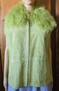 VTG Lisa International Green 100% Suede Vest size XL 69341 - Picture 1 of 12