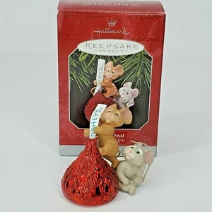 HALLMARK Keepsake 1998 SWEET TREATS Mice w/ HERSHEY KISS Christmas Ornament EUC - Picture 1 of 7