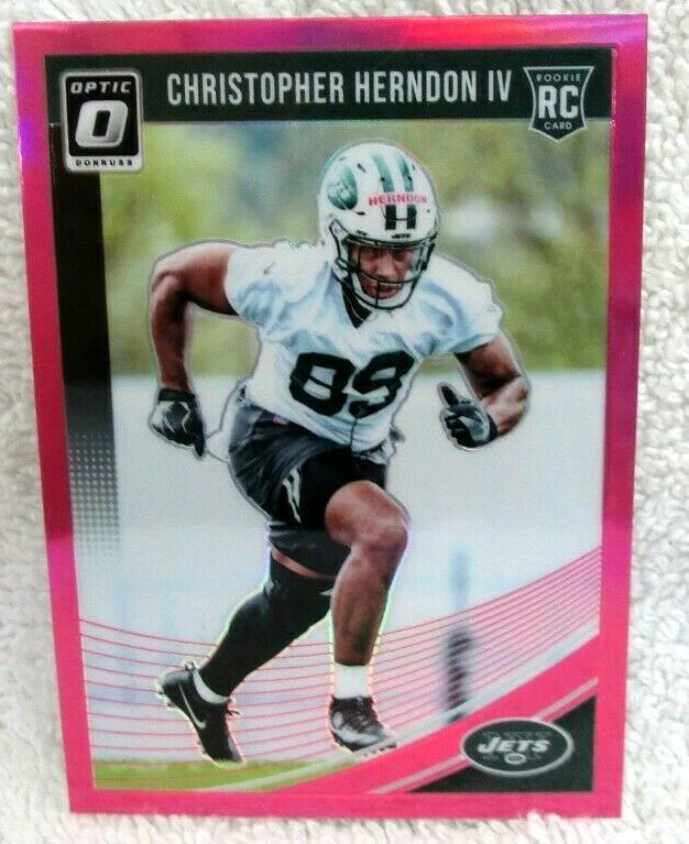 Christopher Herndon IV RC 2018 Panini Optic O Pink Refractor Rookie Card!Jets   - Image 1 of 2