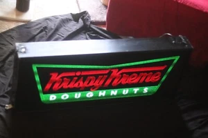 Best  Vintage Krispy Kreme Doughnuts Fiber Dot Light Up Hanging Sign - Works! - Picture 1 of 8