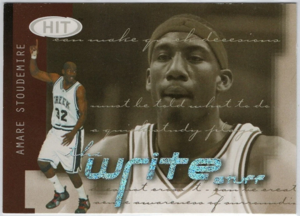 Tarjeta insertada de novato Amare Stoudemire 2002 Sage Hit The Write Stuff #4 Suns Foto 1 de 1