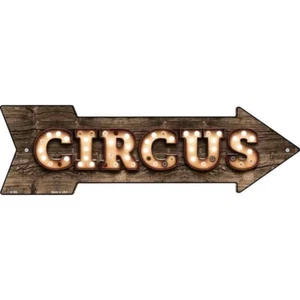 Zirkus Glühbirne Buchstaben Neuheit Metallpfeil Schild Richtung 17" x 5" Wanddeko - Bild 1 von 1