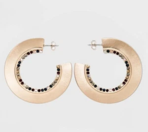 Glass and Gems Brushed Hoop and Statement Earrings - A New Day , MultiColored - Picture 1 of 1