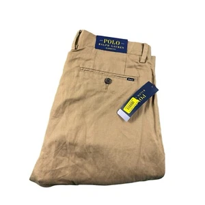 Polo Ralph Lauren Brown Linen Blend Flat Front Mens Trouser Size 32x32 NWT - Picture 1 of 7