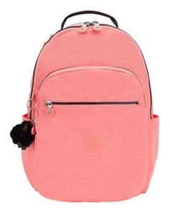 kipling Basic Seoul Backpack L Rucksack Rucksack Peach Peace koralle schwarz Neu - Bild 1 von 6