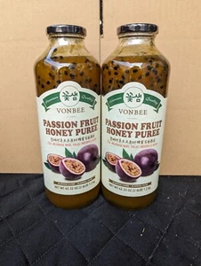 2 Bottles Vonbee Passion Fruit Honey Puree Flavored Tea Base 42.32oz/ 2.6lb - Picture 1 of 3