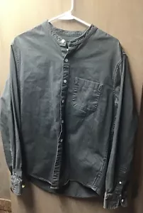 Abercrombie & Fitch Shirt Mens Medium Collarless Green Military Fatigue Y2K 90s - Picture 1 of 4