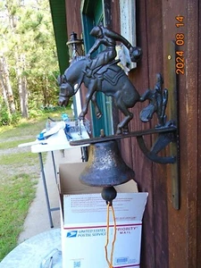 Yellowstone Cowboy Bucking Bronco Vintage Hanging Dinner Bell - Picture 1 of 6
