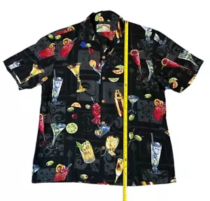 Vintage Paradise Found Herren L Hawaiihemd Happy Hour Cocktail Tiki Bar Knopf - Bild 1 von 6