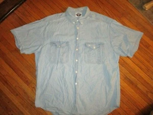 vtg 80s 90s DOCKERS DENIM SHIRT Button Down Jean Embroidered Logo Mens XL - Picture 1 of 3