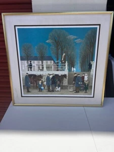 Art Lithography Print Market Day By Jan Balet 70's limited #142 framed No Glass - Picture 1 of 9