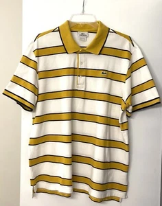 Lacoste Shirt Herren Größe 7 gelb weiß gestreift kurzarm - Bild 1 von 13