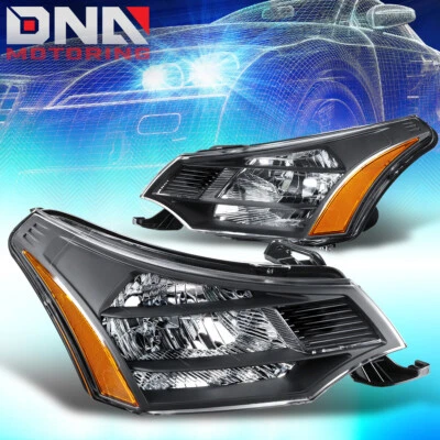 Пара фар головного света черного желтого цвета для Ford Focus седан купе 2008-2011 годов выпуска в оригинальном стиле - Изображение 1 из 4