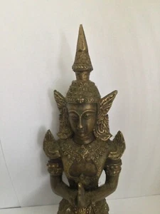 Thai Buddha Bronze Teppanom Kneeling Guardian Angel Sculpture Statue - Picture 1 of 14