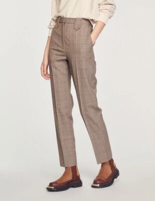 Pantalones Sandro para mujer Vally a cuadros a medida mezcla de lana talla 40/US L 12-14 Foto 1 de 4
