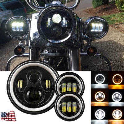 Faro LED de 7" para Yamaha Road Star Silverado XV1600 + luz de paso antiniebla de 4,5" Foto 1 de 4