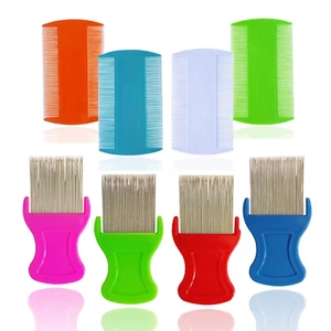 8 Count Metal Hair Comb Set - 4 Double Sided & 4 Dandruff Removing Combs for All - Picture 1 of 4