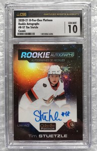 2020-2021 OPC Platinum Tim Stutzle Cosmic Auto Rookie /75 CSG Gem Mint 10