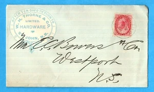 New Brunswick - St John Illustrated Cover W H Thorne Hardware, 1898 - Picture 1 of 2