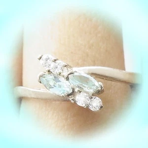 Sterling Genuine Blue Topaz Marquise Cut Ring Avon/ NIB /sz 5 - March Birthstone - Picture 1 of 5