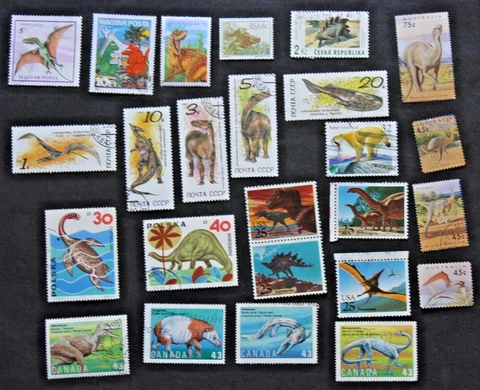 25 Different Used Stamps Depicting Dinosaurs Cover