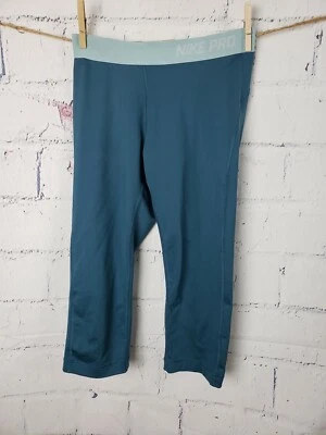 Nike Dri-Fit Pro Athletic Wear Yoga Fitness Cropped Pants size Medium Teal  - Image 1 of 4