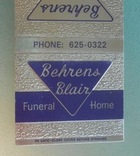 Década de 1960 Behrens Blair Funerária e serviço de ambulância Sterling lllinois Whiteside Co