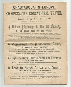 Chautauqua In Europe 1894 Educational Travel Tour Ad Pilgrimage Jerusalem Africa - Picture 1 of 3