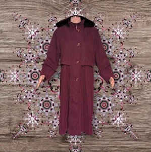 AMANDA SMITH Plum Purple Mid Length HOOD Coat 2-WAY ZIPPER Soft Women's 6 PETITE - Picture 1 of 17
