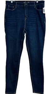 NWT Old Navy Rockstar Jeans Super Skinny High Rise Indigo W34xL32.5 Size 16 Tall - Picture 1 of 7