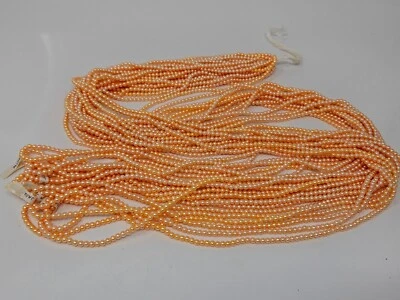 12 hebras japonesas 3,5 mm redondas Lt naranja acrílico perlas cuentas de plástico 60" de colección Foto 1 de 2