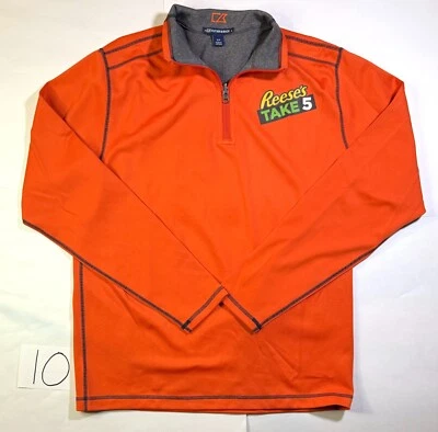 Suéter Cutter & Buck Para Hombres Pequeño Naranja Tejido Apretado Logo Reese's Take 5 Cuello Simulado Foto 1 de 4