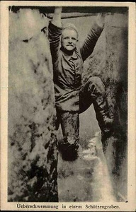 Postal de campo 1. Soldado de la guerra mundial inundación trinchera desde GRAUDENZ 1916 - Imagen 1 de 2