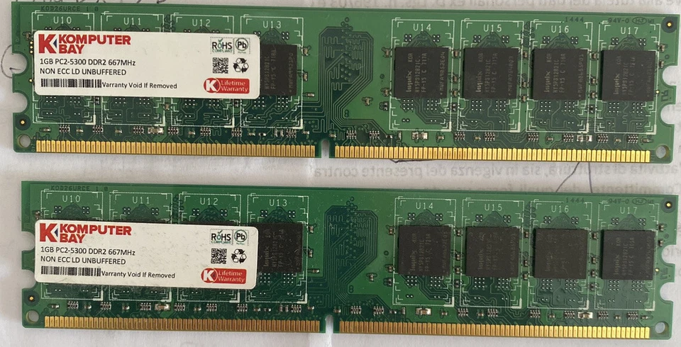 Memoria RAM DIMM 2GB - 2x1GB PC2-6400 DDR2 800mhz 240pin - Immagine 1 di 1