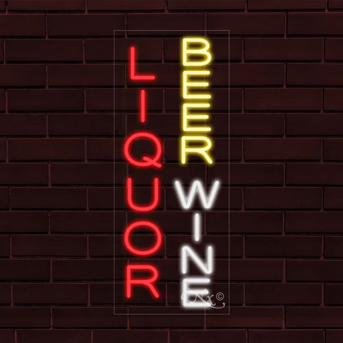 NEW "LIQUOR BEER WINE" VERTICAL 30x12x1 INCH LED FLEX WINDOW INDOOR SIGN 31039 - Image 1 of 1