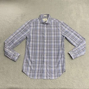 Todd Snyder NYC Shirt Mens 15.5 34/35 Blue White Plaid Button Up 2 Play Cotton - Picture 1 of 10