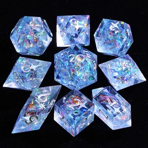 9 Polyhedral Set D&D Dice Celestial Cross for Dungeons Dragons RPG - Picture 1 of 3