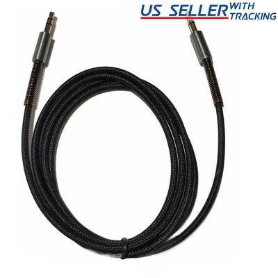 JACOBSPARTS 2x 3.5mm Braided 4ft Male to Male Stereo Audio AUX Cable Cord Spring Reinforced