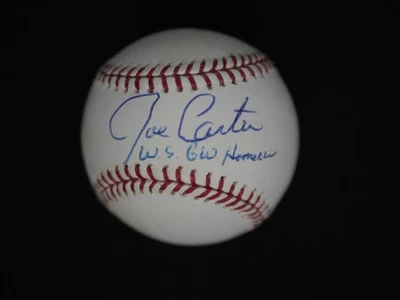 JOE CARTER FIRMADO OFICIAL DE BÉISBOL DE LAS GRANDES LIGAS "WS GW HOMERUN" CERTIFICADO DE AUTENTICIDAD MLB Foto 1 de 2