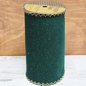 2 rollos de cinta de borde con cable de 6" x 9’ ~ 3 yardas de terciopelo metálico dorado verde total - Imagen 1 de 4